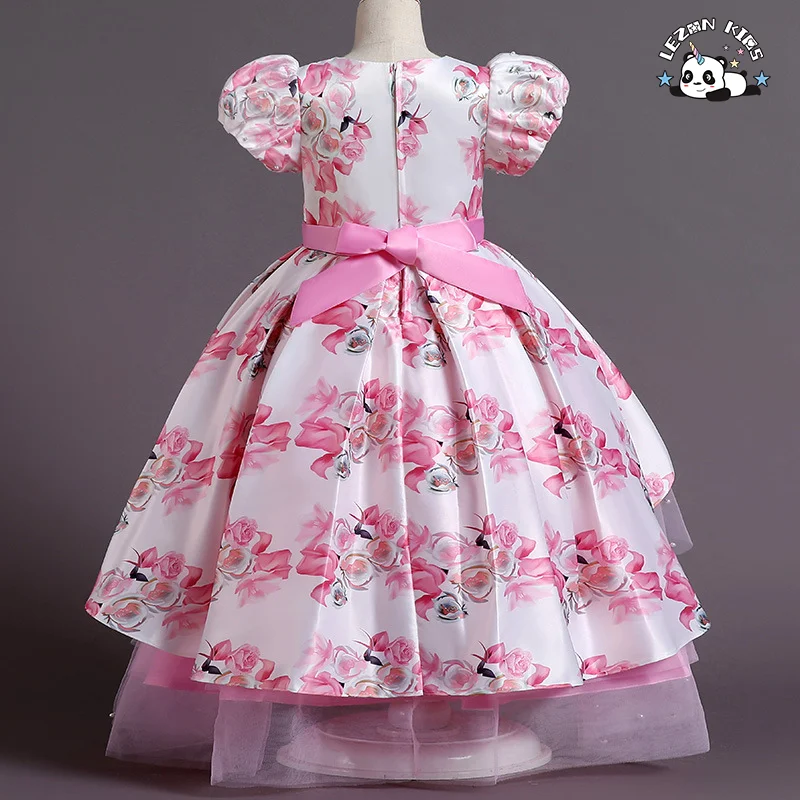 LEZONKIDS - Beautiful Little Queen Flower Girl Children Mesh Tulle Flower Girl Dresses Christmas Clothes Casual Custom Summer Kids